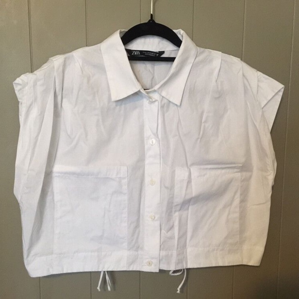 Zara Crisp White Short Sleeve Blouse
